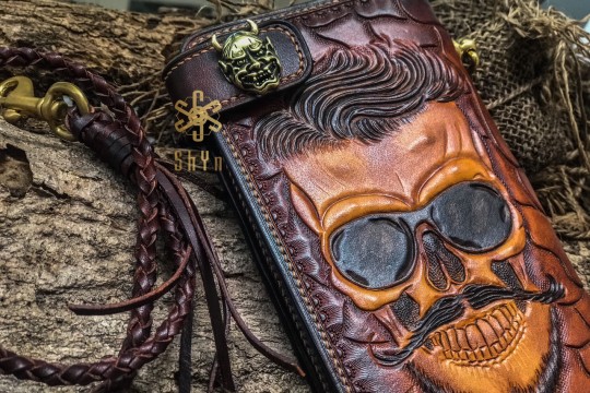 Ví dài biker chạm skull 